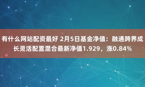 有什么网站配资最好 2月5日基金净值：融通跨界成长灵活配置混合最新净值1.929，涨0.84%