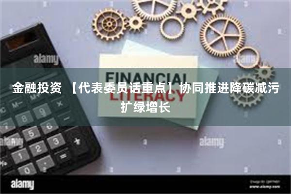 金融投资 【代表委员话重点】协同推进降碳减污扩绿增长