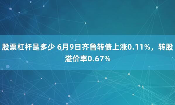 股票杠杆是多少 6月9日齐鲁转债上涨0.11%,转股溢价率0.67%